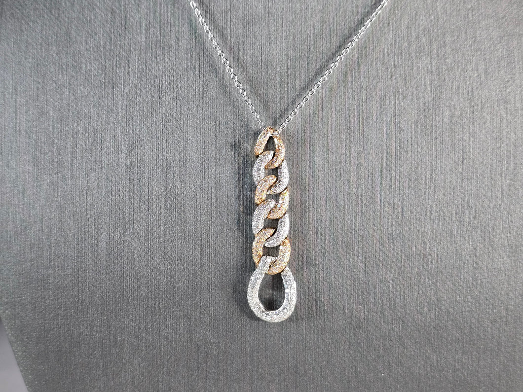 Women's Vintage Estate 14K White & Rose Gold Diamond Link Necklace 7.5g E7723