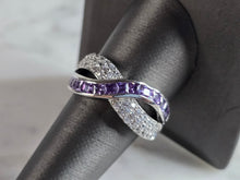Load image into Gallery viewer, Womens Vintage Estate Sterling Silver Amethyst CZ Ring 6.6g #E7731