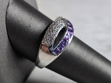 Load image into Gallery viewer, Womens Vintage Estate Sterling Silver Amethyst CZ Ring 6.6g #E7731