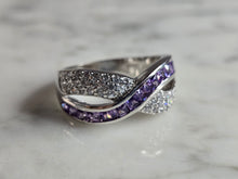 Load image into Gallery viewer, Womens Vintage Estate Sterling Silver Amethyst CZ Ring 6.6g #E7731
