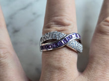 Load image into Gallery viewer, Womens Vintage Estate Sterling Silver Amethyst CZ Ring 6.6g #E7731