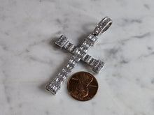 Load image into Gallery viewer, Vintage Estate Sterling Silver Religious CZ Cross Pendant 9.3g E7748