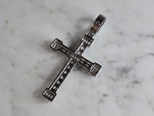 Load image into Gallery viewer, Vintage Estate Sterling Silver Religious CZ Cross Pendant 9.3g E7748