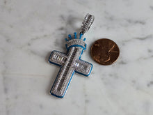 Load image into Gallery viewer, Vintage Estate Sterling Silver Religious CZ Cross Pendant 12.3g E7749