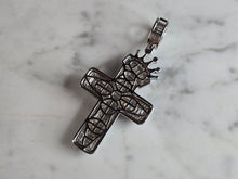 Load image into Gallery viewer, Vintage Estate Sterling Silver Religious CZ Cross Pendant 12.3g E7749