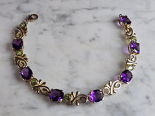 Load image into Gallery viewer, Womens Vintage Estate Sterling Silver Amethyst Peridot Bracelet 17.2g E7764