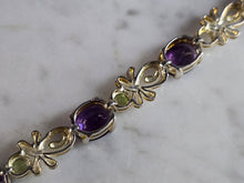 Load image into Gallery viewer, Womens Vintage Estate Sterling Silver Amethyst Peridot Bracelet 17.2g E7764