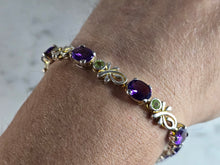 Load image into Gallery viewer, Womens Vintage Estate Sterling Silver Amethyst Peridot Bracelet 17.2g E7764