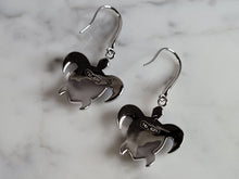 Load image into Gallery viewer, Womens Estate Sterling Silver Blue Opal Sea Turtle Earrings 7.2g E777