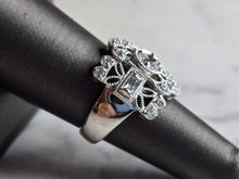 Load image into Gallery viewer, Womens Vintage Estate Sterling Silver Modernist CZ Ring 6.0g E7788