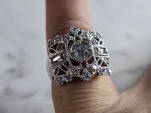 Load image into Gallery viewer, Womens Vintage Estate Sterling Silver Modernist CZ Ring 6.0g E7788