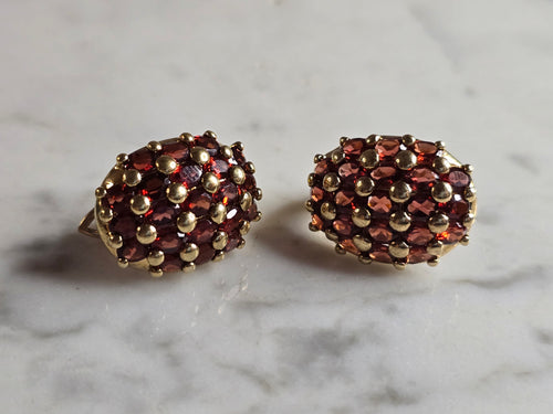 Womens Estate Sterling Silver Gold Tone Modernist Earrings 11.1g E7792