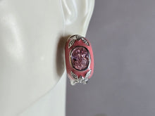 Load image into Gallery viewer, Womens Vintage Estate Sterling Silver Pink Enamel Earrings 11.4g E7795