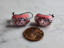 Load image into Gallery viewer, Womens Vintage Estate Sterling Silver Pink Enamel Earrings 11.4g E7795