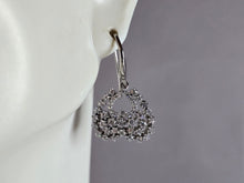 Load image into Gallery viewer, Womens Vintage Estate Sterling Silver CZ Dangle Heart Earrings 4.5g E7797