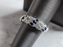 Load image into Gallery viewer, Womens Vintage Estate 14K White Gold Sapphire &amp; Diamond Ring, 4.9g E7814