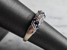 Load image into Gallery viewer, Womens Vintage Estate 14K White Gold Sapphire &amp; Diamond Ring, 4.9g E7814