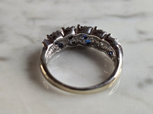 Load image into Gallery viewer, Womens Vintage Estate 14K White Gold Sapphire &amp; Diamond Ring, 4.9g E7814