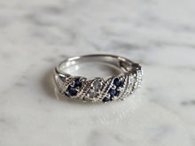 Load image into Gallery viewer, Womens Vintage Estate 14K White Gold Sapphire &amp; Diamond Ring, 4.9g E7814