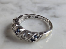 Load image into Gallery viewer, Womens Vintage Estate 14K White Gold Sapphire &amp; Diamond Ring, 4.9g E7814