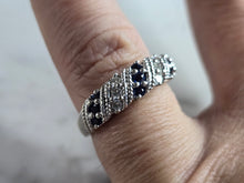 Load image into Gallery viewer, Womens Vintage Estate 14K White Gold Sapphire &amp; Diamond Ring, 4.9g E7814