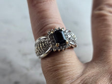 Load image into Gallery viewer, Womens Vintage Estate 14K White Gold Sapphire &amp; Diamond Ring, 6.8g E7817