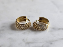Load image into Gallery viewer, Womens Vintage Estate 14K Yellow Gold CZ Hoop Earrings, 2.8g E7823