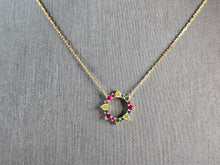 Load image into Gallery viewer, Womens Vintage Estate 14K Gold Multi Stone Pendant w/ Necklace 2.1g E7826