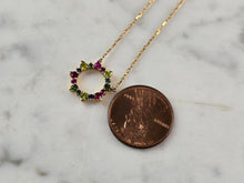 Load image into Gallery viewer, Womens Vintage Estate 14K Gold Multi Stone Pendant w/ Necklace 2.1g E7826