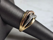 Load image into Gallery viewer, Womens Vintage Estate 10K Mixed Gold Diamond Criss Cross Ring, 4.2g E7833
