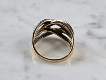 Load image into Gallery viewer, Womens Vintage Estate 10K Mixed Gold Diamond Criss Cross Ring, 4.2g E7833
