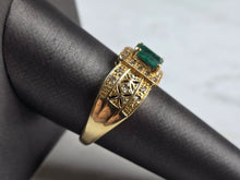 Load image into Gallery viewer, Womens Vintage Estate 10k Yellow Gold Emerald &amp; Diamond Ring 4.0g E7835