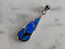 Load image into Gallery viewer, Womens Sterling Silver Blue Opal Modernist Pendant 2.9g E783