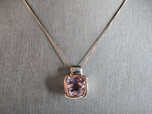 Load image into Gallery viewer, Womens Sterling Silver 14K Gold Amethyst Pendant W/ Necklace 8.4g E7852