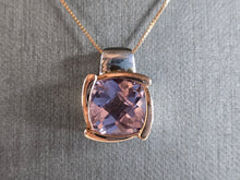Load image into Gallery viewer, Womens Sterling Silver 14K Gold Amethyst Pendant W/ Necklace 8.4g E7852