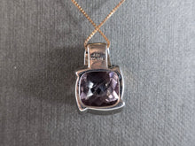Load image into Gallery viewer, Womens Sterling Silver 14K Gold Amethyst Pendant W/ Necklace 8.4g E7852