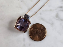 Load image into Gallery viewer, Womens Sterling Silver 14K Gold Amethyst Pendant W/ Necklace 8.4g E7852