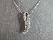 Load image into Gallery viewer, Womens Estate Sterling Silver Italian Horn CZ Pendant Necklace 7.0g E7855