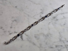 Load image into Gallery viewer, Womens Vintage Estate Sterling Silver Modernist Sapphire Bracelet 17.8g #E7863