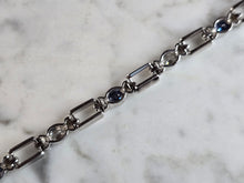 Load image into Gallery viewer, Womens Vintage Estate Sterling Silver Modernist Sapphire Bracelet 17.8g #E7863