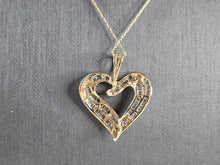 Load image into Gallery viewer, Women's Vintage Estate 10K Gold Diamond Heart Pendant w/ Necklace, 4.6g E7864