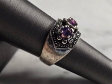 Load image into Gallery viewer, Womens Vintage Estate Sterling Silver Amethyst Flower Ring 8.5g E7870