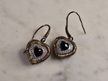 Load image into Gallery viewer, Womens Vintage Estate Sterling Silver Gold Tone Heart Earrings 7.6g E7876