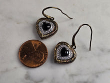 Load image into Gallery viewer, Womens Vintage Estate Sterling Silver Gold Tone Heart Earrings 7.6g E7876