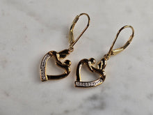 Load image into Gallery viewer, Womens Vintage Estate Sterling Silver Gold Tone Heart Earrings 2.9g E7879
