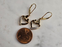 Load image into Gallery viewer, Womens Vintage Estate Sterling Silver Gold Tone Heart Earrings 2.9g E7879