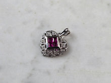 Load image into Gallery viewer, Womens Vintage Estate 14K White Gold Ruby Diamond Heart Pendant 1.8g E7881