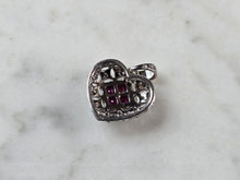 Load image into Gallery viewer, Womens Vintage Estate 14K White Gold Ruby Diamond Heart Pendant 1.8g E7881