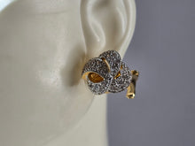 Load image into Gallery viewer, Womens Vintage Estate Sterling Silver Gold Tone CZ Earrings 7.1g E7884
