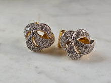 Load image into Gallery viewer, Womens Vintage Estate Sterling Silver Gold Tone CZ Earrings 7.1g E7884
